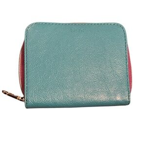 Relic by Fossil Turquoise and Pink Bi-color Faux Leather Wallet